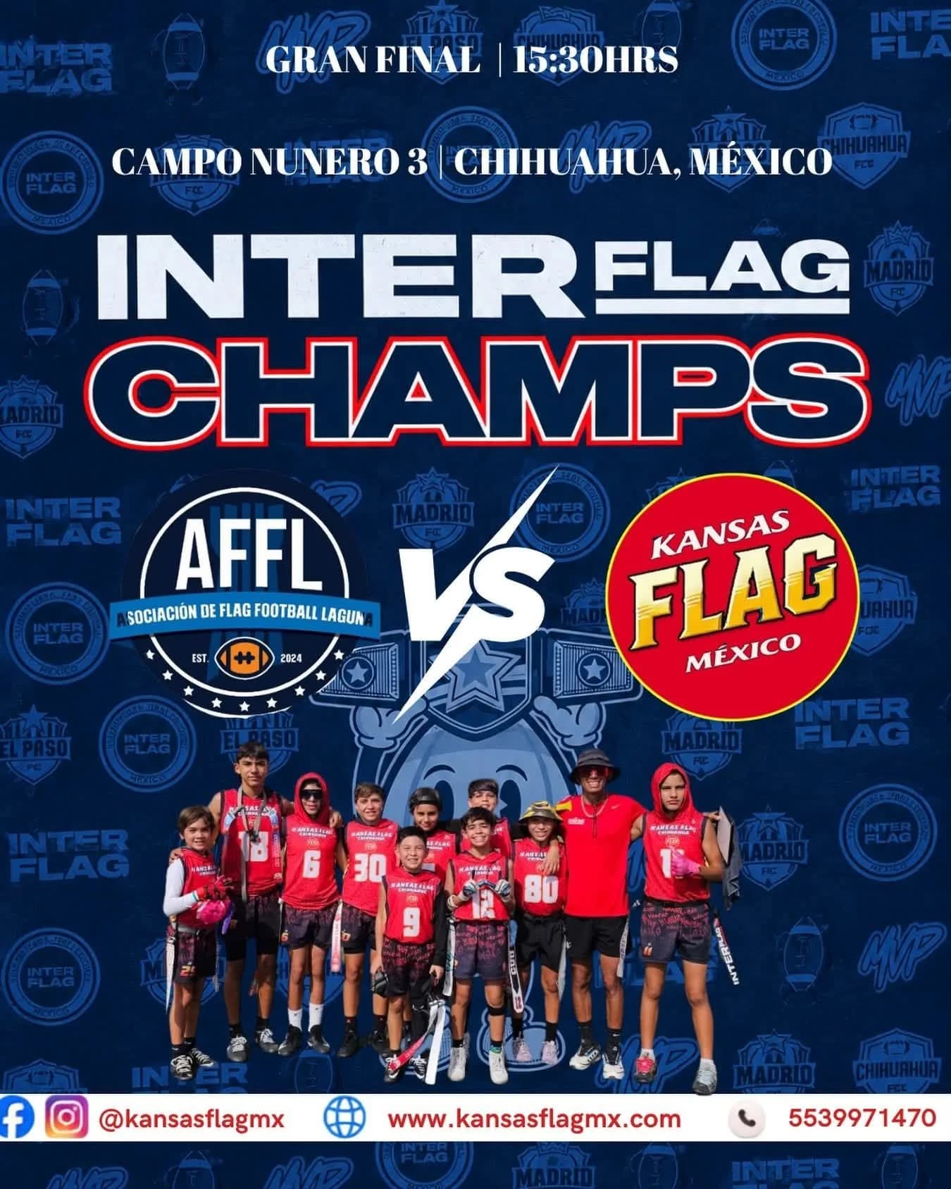 El cartel de la final de Interflag: AFFL frente a Kansas Flag México.